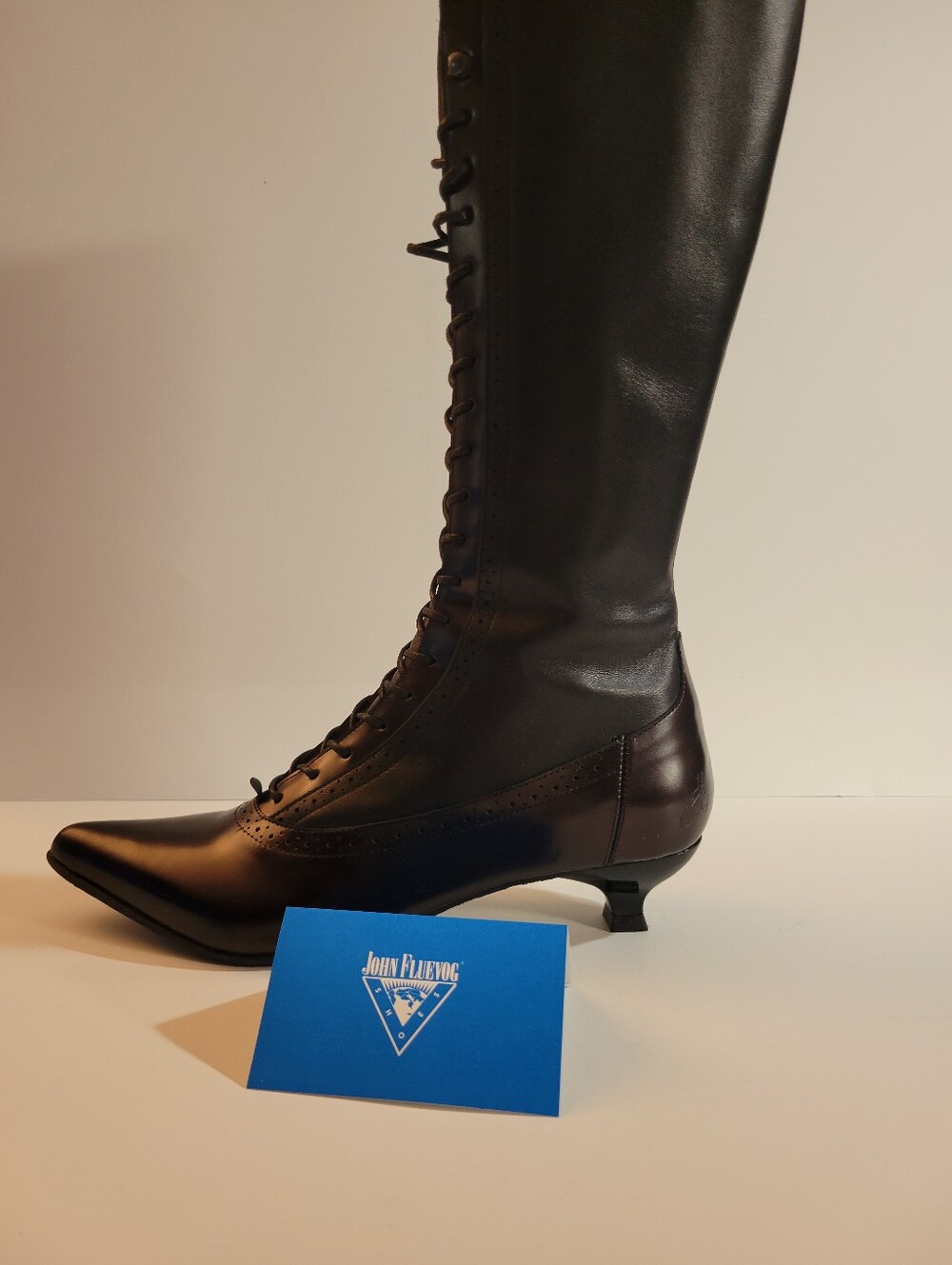 NWT -John Fluevog "Sherry" Tall Lace-Up Leather Boots - Size 9.5
